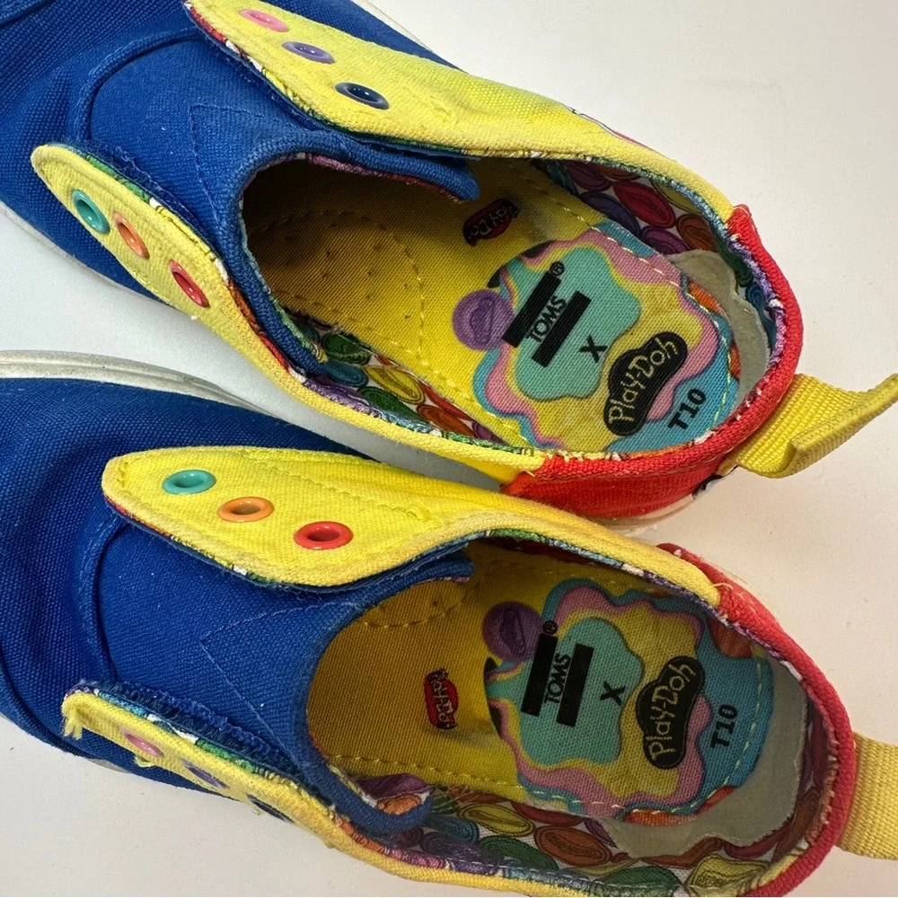 TOMS X Playdoh‎ Toddler 10 No Tie Velcro Shoes Sneakers Retro Unisex Kids